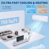 GarveeHome SEER 19 12000BTU 115V Mini Split Air Conditioner | Energy-Efficient Inverter AC System with Remote Control & Easy Installation Kit for Rooms Up to 750 Sq.Ft