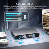 Ethernet Switch with 24* 2.5G Base-T Ports, GiGaPlus 2.5Gbps Network Switch for 2.5Gbps NAS/PC, WiFi6 Router