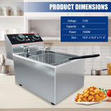 Commercial Deep Fryer, 6.3 QT/6 L Electric Deep Fryer with Single Basket and Lid, Stainless Steel Deep Fryer with Temperature Control
