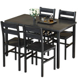 Hooseng Dining Table Set for 4, Wood Kitchen Table Chairs Set with Storage