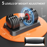 HYPATA 55 lbs Single Adjustable Dumbbell Set, Adjust Dumbbell Weight for Exercises with Tray for Full Body Workout