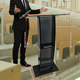 Acrylic Podium Stand, 47" Church Pulpit with Double Storage Shelves, 12mm Ultra-Thickened Clear Lectern for Teacher Classroom