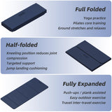Foldable Yoga Mat, 74"Lx32"Wx1/3"Thick, Folding Exercise Mat, Non-slip Wide Pilates Mats for Home Workout/Travel, Portable Yoga Mat Thick (Navy Blue)