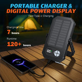 LED Camping Lantern Rechargeable, 10000mAh Portable Solar Camping Lights up to 120+ Hours, 12 Light Modes, Dimmable, LCD Digital Display, Waterproof, Camping Essentials for Power Outages, Emergency
