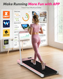 Foldable Treadmill with Incline, Compact Walking Pad Treadmill with Safety Handle Bar, 3.0HP Quiet Under Desk Treadmills for Home/Office