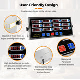 BEAMNOVA 12 Channels Digital Kitchen Timer for Cooking Loud Alarm Stainless Steel Clock Hours and Minutes Seconds Volume Control Electronic Calculator
