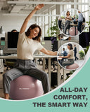 Trideer Yoga Ball Chair with Base for Office Desk, Exercise & Stability Ball Seat, Pilates Ball for Core Training, Pregnancy Ball for Comfort, Back Pain Relief & Active Sitting