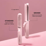 L'ANGE HAIR Le Duo Grande 360° Airflow 2 in 1 Straightener and Curler | 1 Inch Curling Wand & Titanium Flat Iron with 5.3" Plates | Hair Straightener & Curler for Long Hair (Blush)