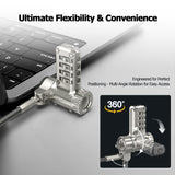 AboveTEK 3-in-1 Universal Laptop Cable Lock - Professional Laptop Security Combination Lock Compatible with K-Slot, Nano & Wedge Slot - Resettable 4-Digit Steel Locking Cable with 360° Rotating Head
