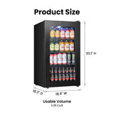 Yeego Beverage Refrigerator, 130 Can Beer Fridge, Glass Door Drink Cooler
