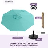 Midtown Umbrellas Push & Pop 10 Ft Patio Umbrellas with Push & Pop Mechanism, 8 Fiberglass Ribs & Sunbrella Fabric – Outdoor Umbrella for Deck, Pool, Cafés and Hotels – Aruba Canopy, Silver Pole