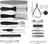 EKOCSIO Professional Pedicure Kit, 36 in 1 Stainless Steel Foot Care Kit Foot Rasp Dead Skin Remover for Home & Salon Care, Black