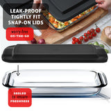 EATEX 8-Piece Deep Glass Casserole Dishes for Oven with Plastic Lids, Glass Baking Dishes for Oven, Rectangular Bakeware for Lasagna, Cooking, Leftovers, Kitchen, Freezer to Oven Dishwasher Safe