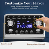 SUNVIVIPRO 12-in-1 Programmable Slow Cooker Roaster Oven, 8 Quart Digital Multi-Cooker Food Warmer with Timer, Temp Control & Auto Shut Off, Removable Non-Stick Pot, Dishwasher-Safe Glass Lid, Blue