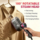 Travel Steamer for Clothes, Portable Handheld Garment Steamer & Steam Iron 2-in-1, 1200W Fast Heat-Up Mini Steamer with LCD Display, Large Ceramic Heat Panel Quick Wrinkle Removal for Home, Hotel