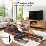 Rowing Machines for Home,Water Rowing Machine with Foldable Design,400LBS Capacity,LCD Monitor,Smooth Glide Rails,Comfortable Seat,Free App(Bluetooth) Supported for Immersive Water Rower&Home Gym