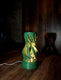 MAKER 3D Twist Spiral Table Lamp in Grass Green - Handmade 3D Printed Shadow Projection Night Light, Dimmable USB LED Bedside Accent Lamp for Bedroom, Nursery and Office Desk Decor