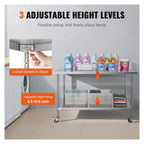 MXL&LJB Stainless Steel Cart Work Table - Heavy Duty Rolling Food Prep Metal Utility On Wheels Caster, Grill Stand Microwave Outdoor Kitchen Tables Countertop(90x55x83cm)