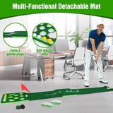 KEMLDIVS Golf Putting Game Set, Detachable Golf Putting Green Mat with 4 Balls, 2 Cups & Flags, 1 Portable Bag for Indoor & Outdoor Party Game Use