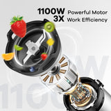 Immersion Blender Handheld 1100W 5 in 1 Corded Stick Hand Blenders for Kitchen with Trigger Speed Control, Puree