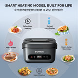 SOHIDA 100W Cordless Electric Lunch Box for Adults & Men, Rechargeable Battery Powered Heated Lunch Box, 1.2L Portable Food Warmer Lunchbox with 5-Sided Heating for Work Car Outdoor Use