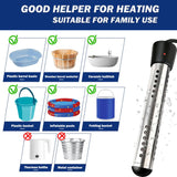 Immersion Water Heater Portable 2000W, with Stainless Steel Guard & Digital Thermometer,Fast Submersible Electric Heater for Small Pool, Bathtub, Bucket, Camping & Outdoor Use