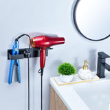 Oukimly Hair Dryer Holder Wall Mount Curling Iron Holder Flat Iron Holder, Blow Dryer Holder Wall, 3 in 1 Bathroom Hair Tool Organizer Rack for Universal Hairdryer Straightener Curlings (Black)