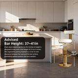Swivel Bar Stools, Counter Height Stools with Gold Stainless Steel, White