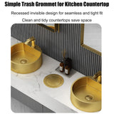 Integrated Countertop Trash Can Stainless Steel Hidden Recycling Bin with Swing Lid Kitchen Cabinet Waste Chute Space-Saving Built-in Garbage Container Sleek and Discreet Design
