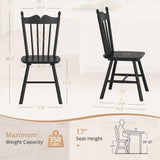 LUE BONA Black Dining Chairs Set of 6, Windsor Wooden Dining Chair with Thickened Backrest, Morden and Mid Century Kitchen Chairs for Dining Room Farmhouse, Weight Capacity 350 lbs