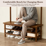 Wamhom Coat Rack, 3-in-1 Hall Tree with Bench and Shoe Storage, Entryway Bench with Shoe Storage with 11 Hooks, Freestanding Coat Rack Organizer for Mudroom, Hallway, 42.9" Long
