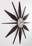 Infinity Instruments Utopia Mid-Century 30 inch Wood and Metal Wall Clock, Walnut Dark Wood
