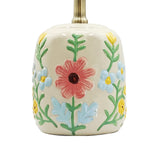 Abani Rosalie Floral 19” Table Lamp – Cream Ceramic Base with Wheat Linen Cylinder Shade, E26 2-Way Bulb Included – Elegant Bedside Lamp for Bedroom, Living Room, Entryway or Nightstand