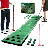Golf Pong Game Set, Golf Putting Green Mat with 2 Putters, 2 Golf Balls,12 Hole Covers, Golf Training Mat Wekin