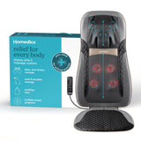 HoMedics Back Massager with Heat, Shiatsu Elite II Heated Neck and Back Massage Cushion. 3 Different Massage Styles and 3 Massage Zones. Comes with Controller and Chair Straps