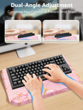 2-in-1 Ergonomic Keyboard Stand with Wrist Rest, Pink Marble