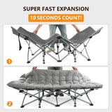VINGLI Folding Camping Cot Bed,Camping Cots for Adults with Mattress, Foldable Cots for Sleeping with Pillow 1200D Layer Oxford for for Guest,Travel,Hiking Grey