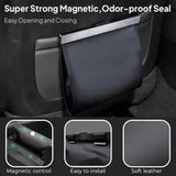 Kexudar Car Trash Can for JAC Frison T8 2019-2026, Magnetic Auto Waste Bin & Backseat Garbage Holder, Slim Leather Litter Bag, Vehicle Organizer