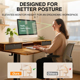 Veken 47.2"×27.6" Standing Desk with Storage Drawers, Adjustable Height Computer Table with Monitor Shelf