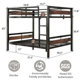 nesture. Bunk Bed Full Over Full, Heavy Duty Metal Bunkbeds with Full-Length Guardrail, Space-Saving Steel Bed for Kids & Adults, No Box Spring Required, Rustic Brown