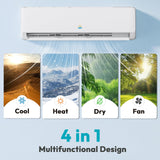 Mini Split AC/Heating System - 18000 BTU Mini Split AC Unit Inverter Heating and Cooling, 19 SEER2 230V Energy Efficient Ductless Air Conditioner Up to 1250sq.ft, Pre-charged System, Installation Kit