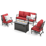MIXPATIO 4-Piece Metal Patio Conversation Set, Fire Pit Table, 50,000 BTU