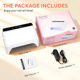 UV LED Nail Lamp, 120W UV Light for Gel Nails with 69 Beads, Fast Curing Professional Nail Dryer for Gel Polish, Two-Hand Design, Detachable Arm Rest Base, Sensor, 3 Timers for Fingernails & Toenails