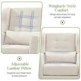 cinkehome Accent Arm Chairs for Living Room, Chenille Upholstered Mordern Armchair, Comfy Soft Padded Lounge Chair in Small Spaces, Bedroom, Pillow, Solid Wood Leg, Beige