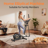 TANTISY Elliptical Machine for Apartments and Homes 8 Levels of Magnetic Resistance for a Whisper-Quiet Workout. Includes Pulse Rate sensors,15.5-inch Stride, and Supports Users up to 400 pounds