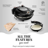 Electric Pizza Oven Indoor, 12 Inch Indoor Pizza Oven Countertop, Pizza Maker Heats up to 800˚F for Stone Baked Pizza Granitestone