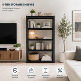 Book Shelf Metal Shelving Storage Shelves 5-Tier Adjustable Tall Bookshelf Organization and Storage