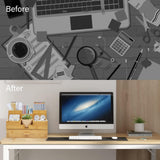 Charmlife Bamboo Desk Organizer - Countertop Drawers Organizer Tabletop Storage Organization Makeup & Pen Storage with Drawer & Pencil Holder for Office Organization
