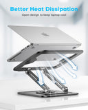 Adjustable Laptop Stand, Computer Stand with 360 Rotating Base, Ergonomic Laptop Riser Mount for Desk Foldable Protable Computer