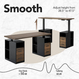 55" Standing Desk with Drawers, Executive Electric Height Adjustable Stand Up Desk with Storage